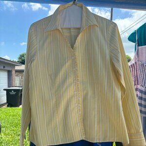 Orvis yallow striped long sleeve button up shirt